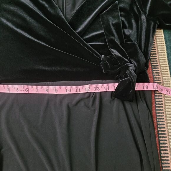 Lauren Ralph Lauren Velvet Faux Wrap Sheath Dress Sz‎ 16 Black Modest Wedding - Picture 10 of 12